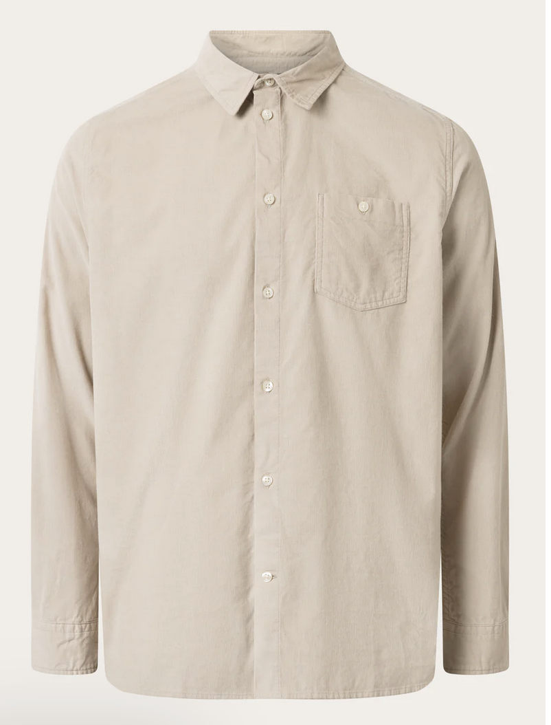 Knowledge Cotton Apparel  1090053 Regular Fit Corduroy Shirt Light Feather Gray