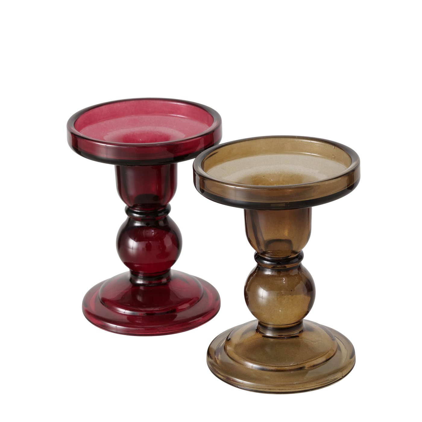 &Quirky Glass Pillar Candlestick Holder : Red or Green