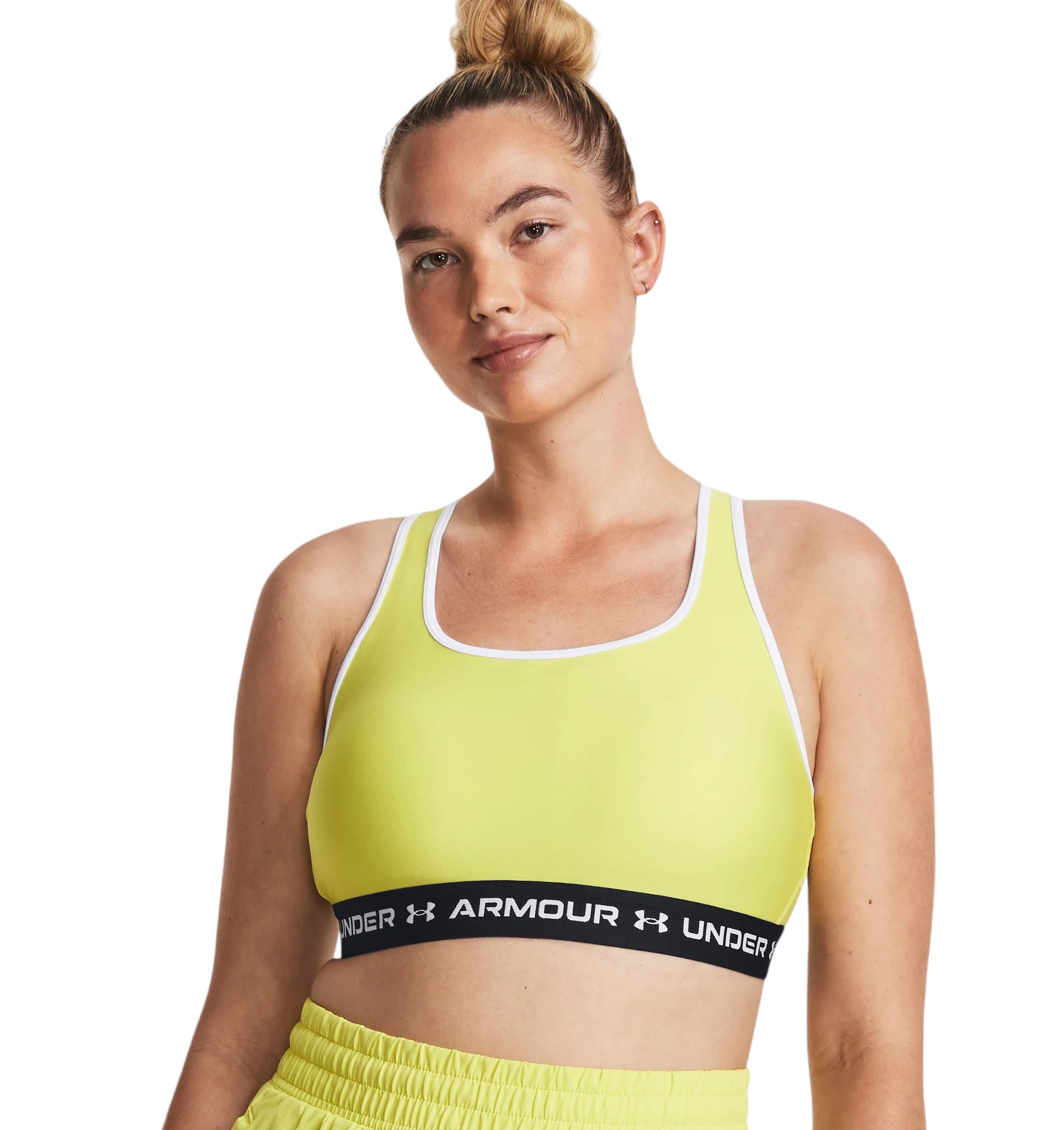 Under Armour Top Mid Crossback Sports Bra Donna Lime Yellow/white In Green