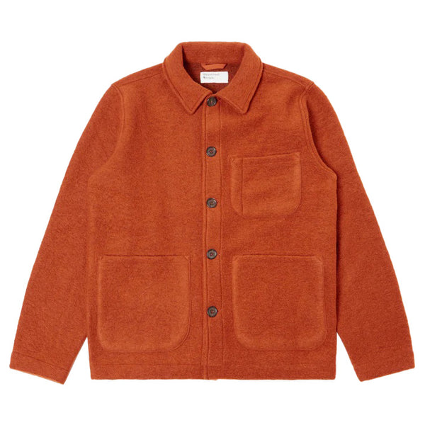 Trouva: Field Jacket In Orange Wool Fleece Orange.