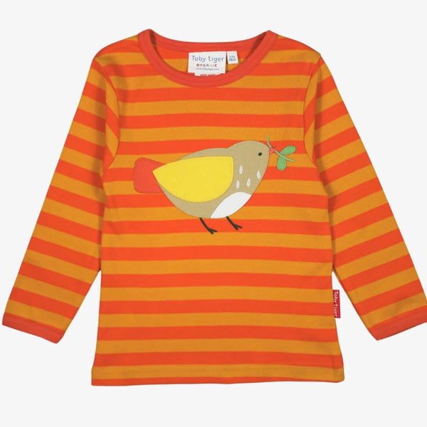 Toby Tiger Organic Sparrow Applique Long-Sleeved T-Shirt