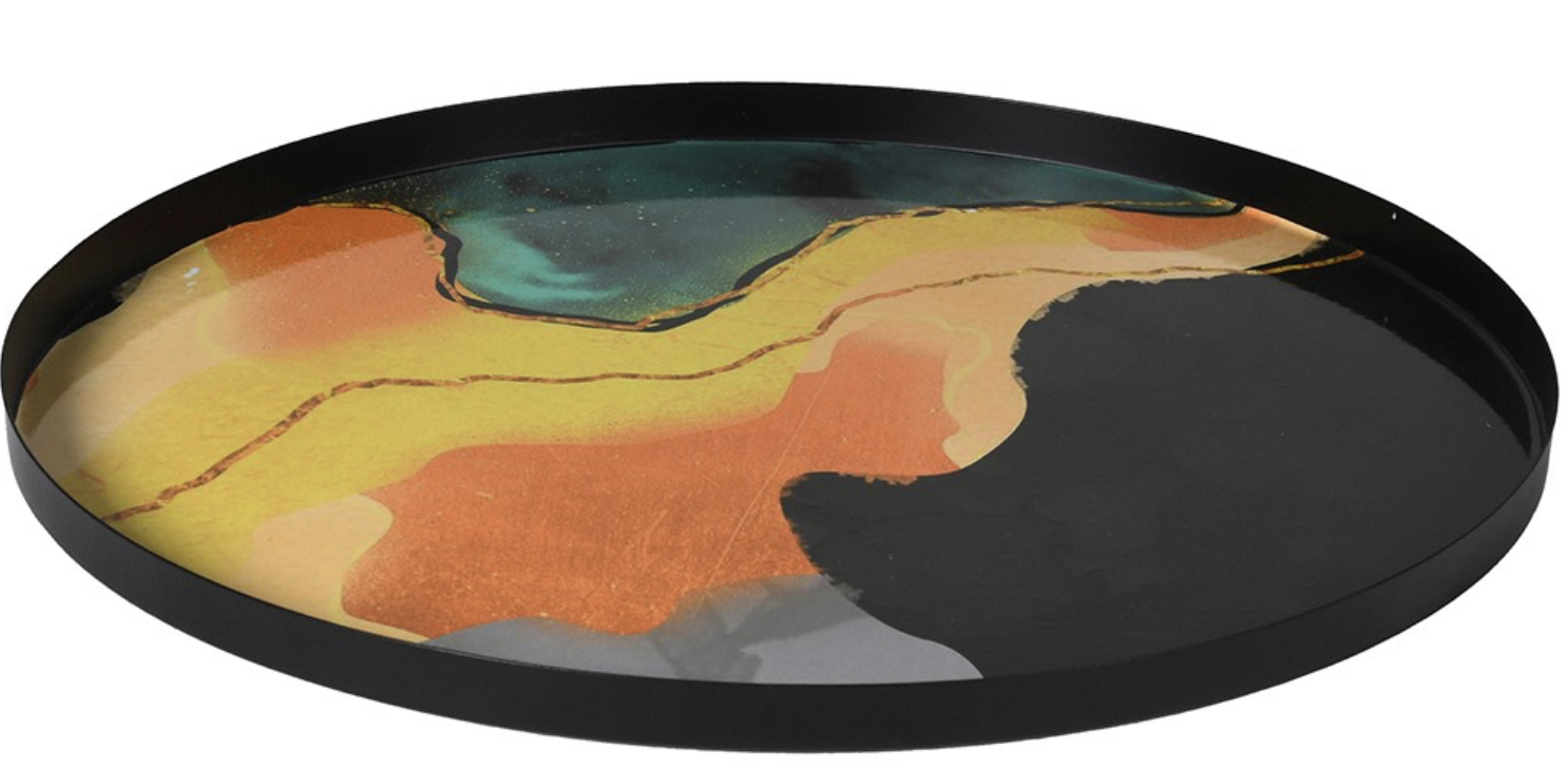 THE BROWNHOUSE INTERIORS Round Multi Coloured Tray