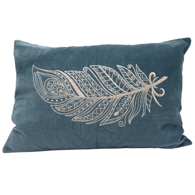 ByRoom Blue Feather Cotton Velvet Cushion