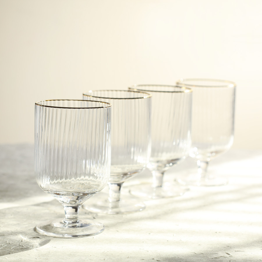 LYNGBY GLASS Gold Rimmed Wine Glasses – Set of 4