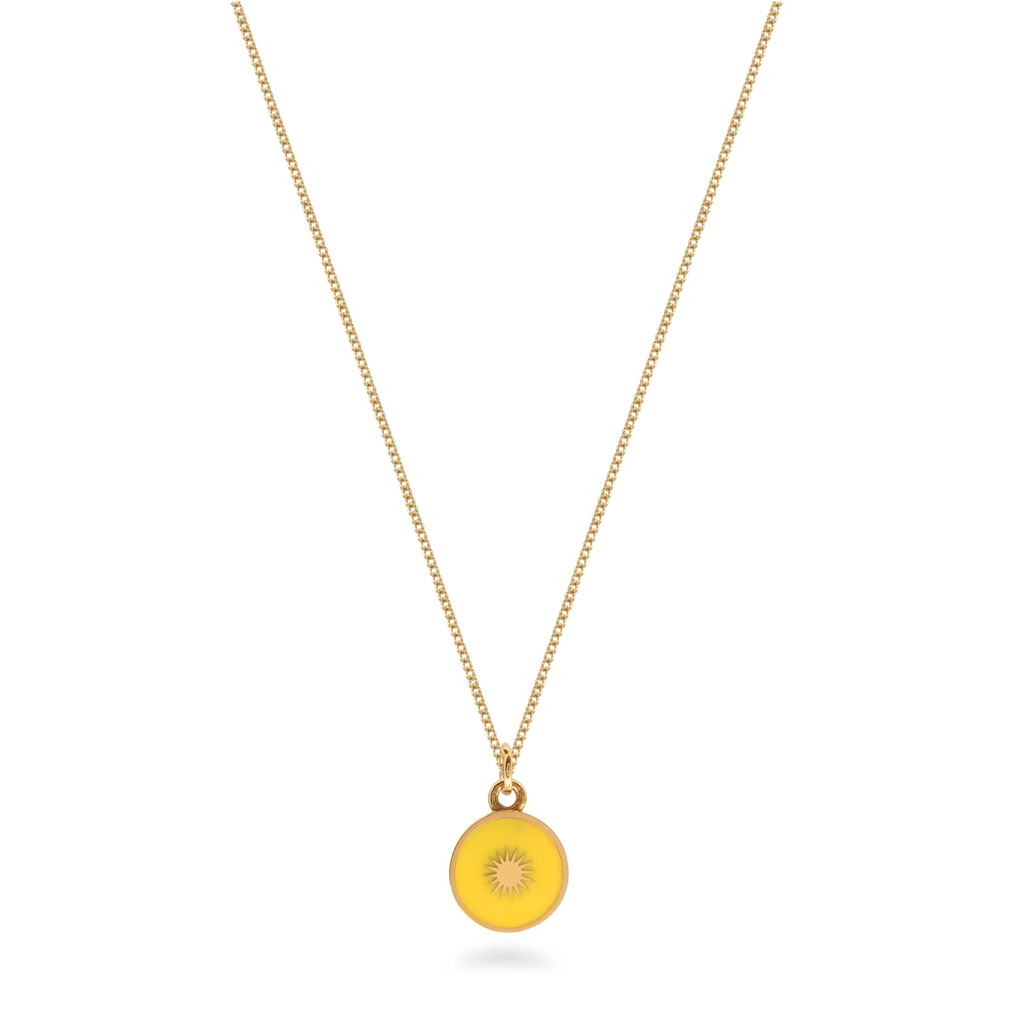 Lime Tree Design Small Enamel Gold Vermeil Pendant Necklace -sun