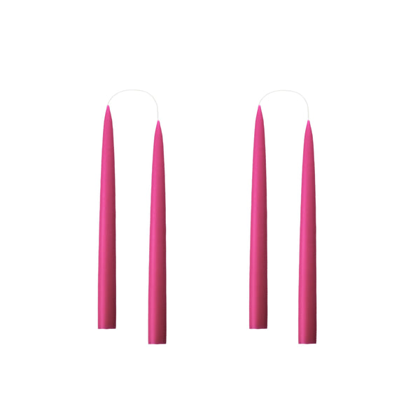 Kunstindustrien Pair Of Cerise Hand Dipped Taper Candle / Short