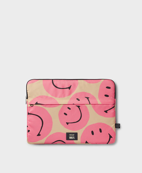 Wouf Pink Smiley Laptop Sleeve
