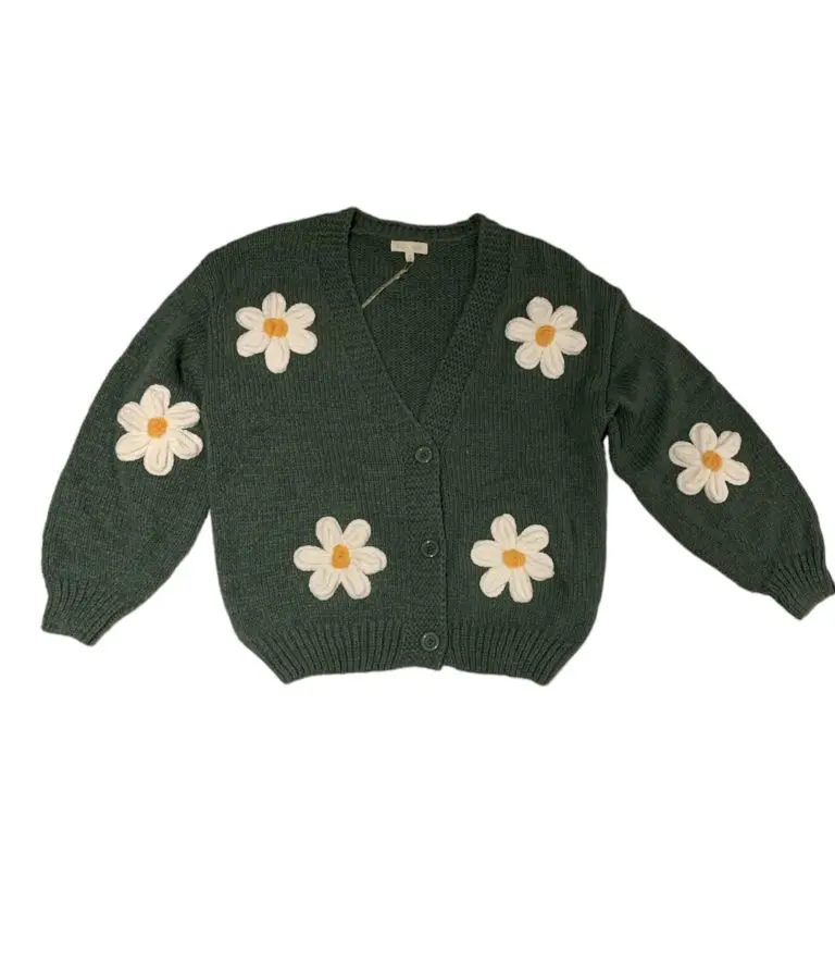 Made by moi Selection Gilet Marguerites Vert