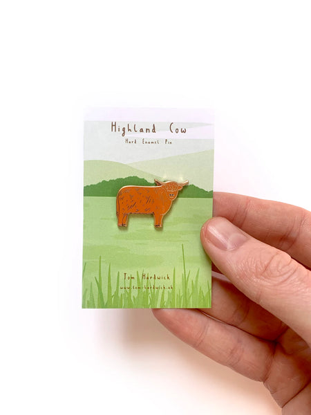 Tom Hardwick Highland Cow Enamel Pin Badge