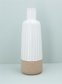 Gisela Graham White Demi-Glazed Bottle Vase-Large