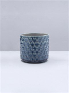 Gisela Graham Navy Honeycomb Pot-Medium