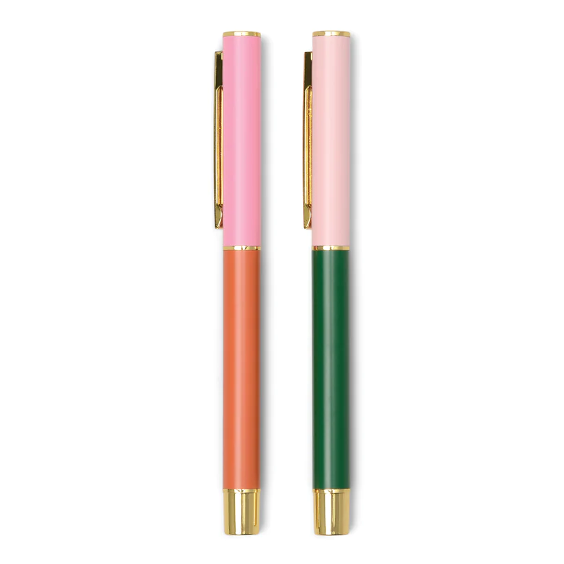 Designwork Ink Color Block Pens - Set of 2 - Red Orange + Emerald
