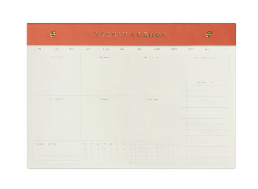 Designwork Ink Weekly Notepad Red - Productivity Planner