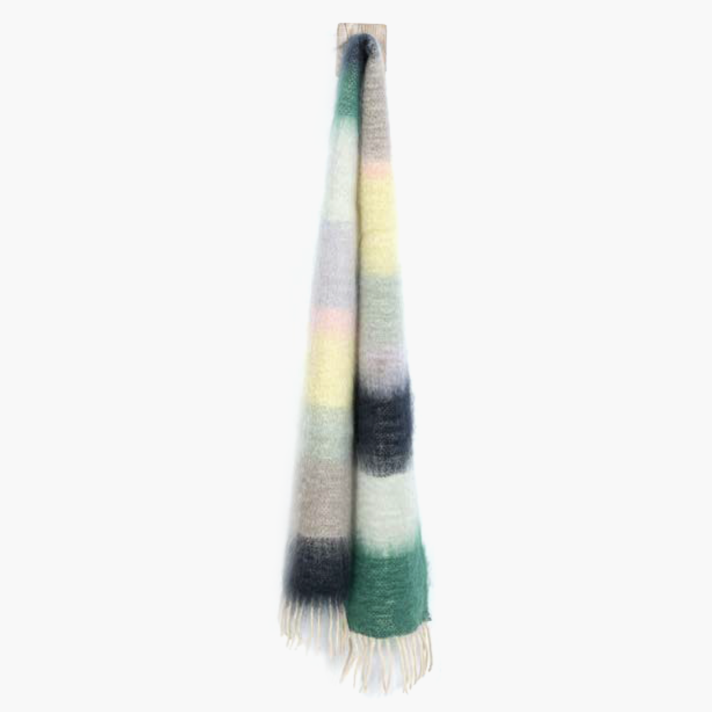 Mantas Ezcaray Matisse Fringed Striped Mohair and Wool-Blend Scarf