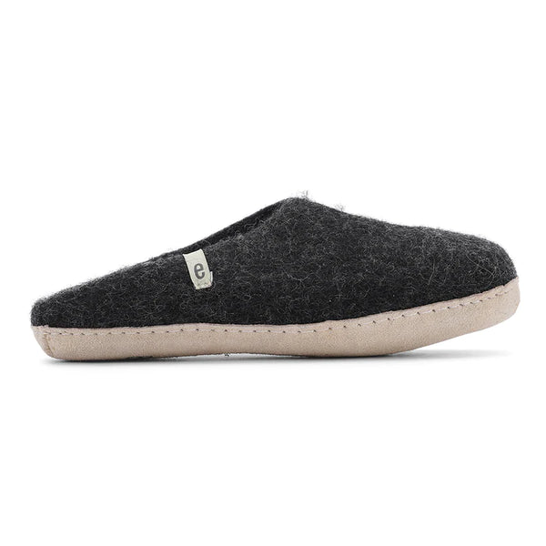 egos Hand-Made Black Felted Wool Slippers