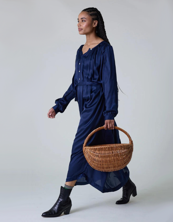 Reinette Navy Blue Midi Dress