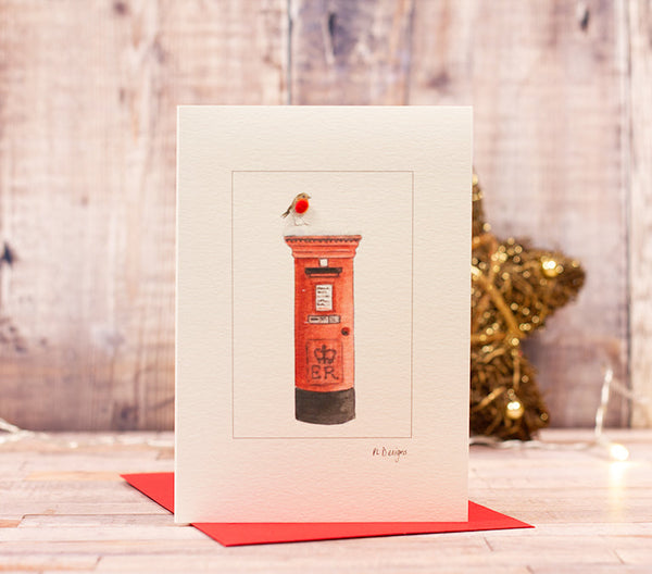 Papersheep Robin On Postbox Christmas Card