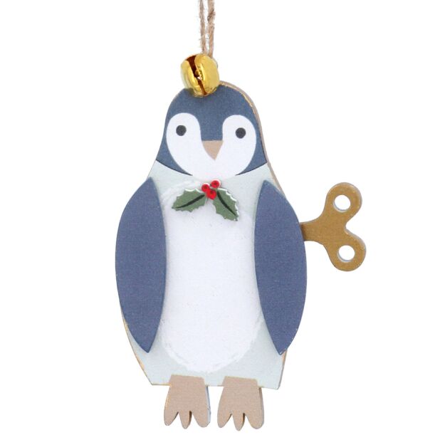 Gisela Graham Wooden Penguin with Key Decoration