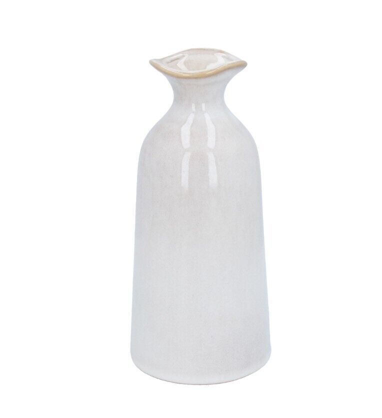 Gisela Graham White Ceramic Smooth Funnel Vase