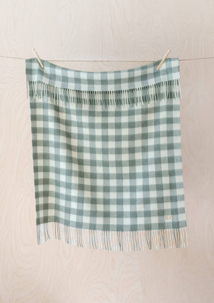 TBCo Super Soft Lambswool Baby Blanket In Sage Gingham