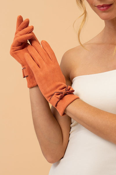 Powder Fenella Faux Suede Gloves In Tangerine