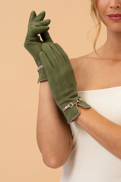 Powder Kylie Faux Suede Gloves In Forest