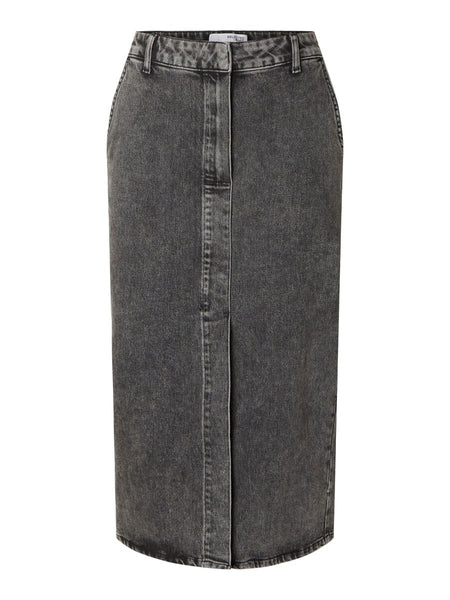 Selected Femme - Denim Midi Skirt Grey Washed