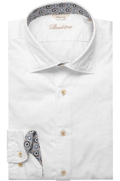 Stenstroms - Casual Slimline Fit White Shirt With Contrast Details 7747210526000