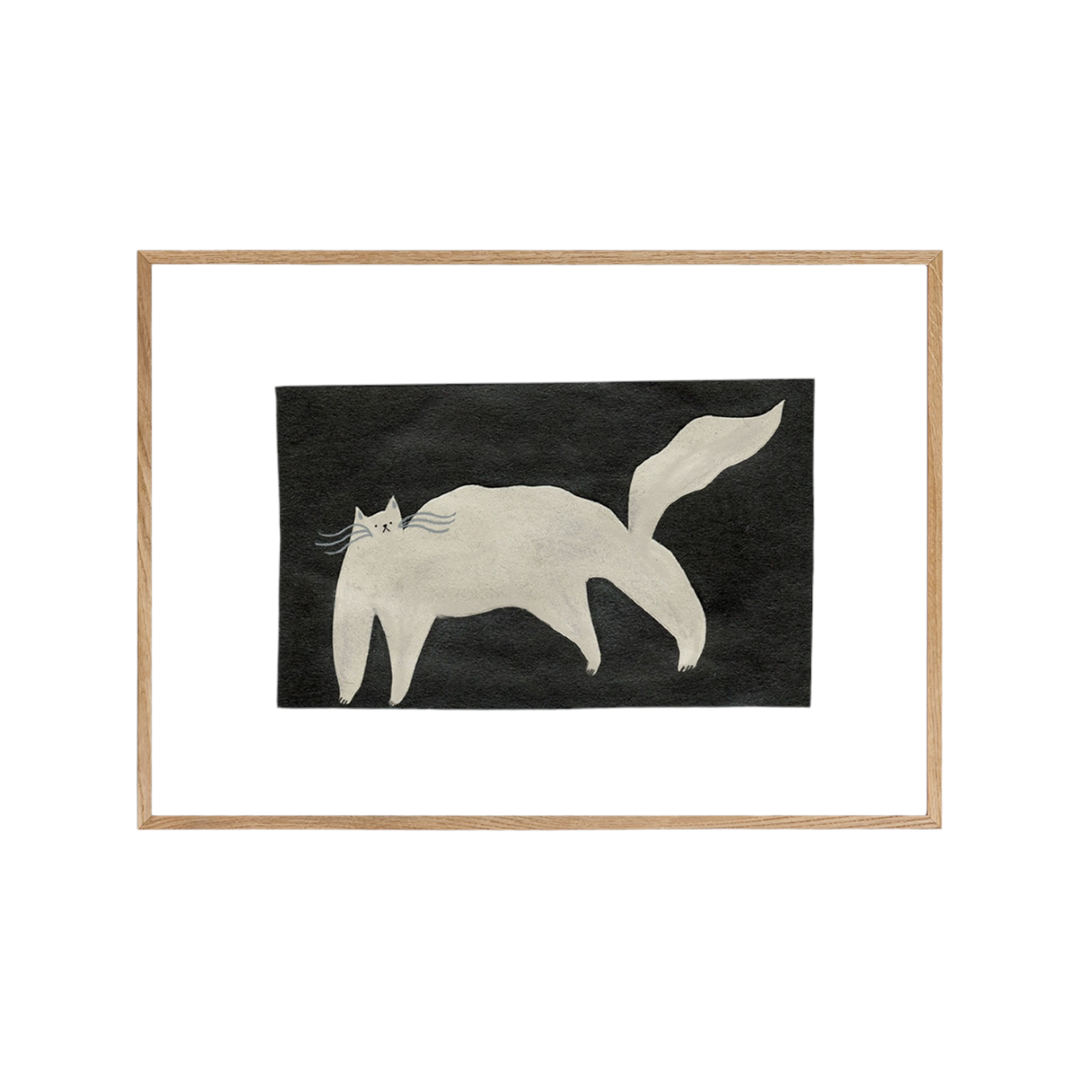Little Black Cat Illustrated Goods White Cat A3 Print