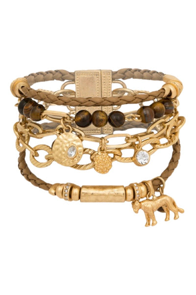 Bibi Bijoux Gold Lioness Spirit Layered Bracelet