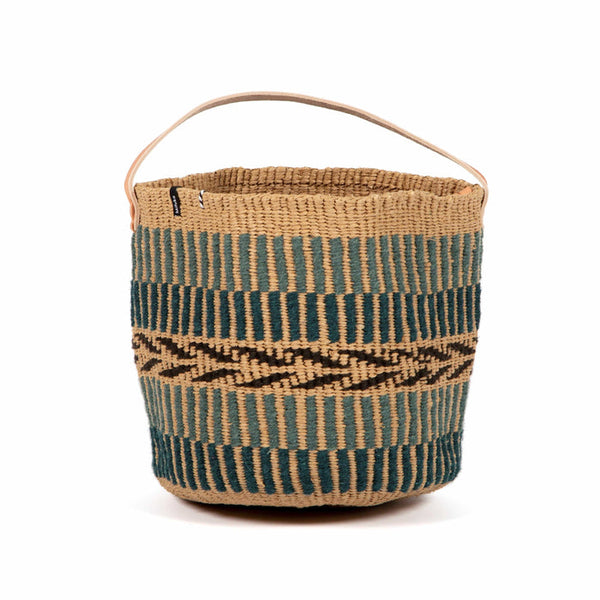 mifuko Pamba Shopper Basket | Green Pattern Weave (small)