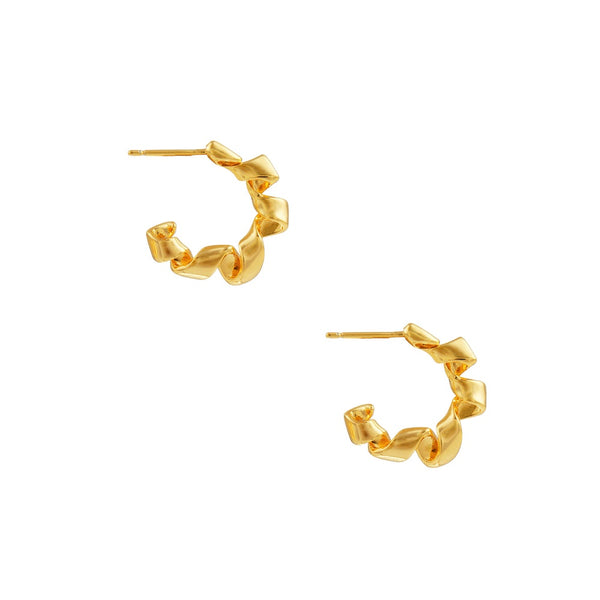 Orelia Gold Ribbon Twist Hoop Earrings