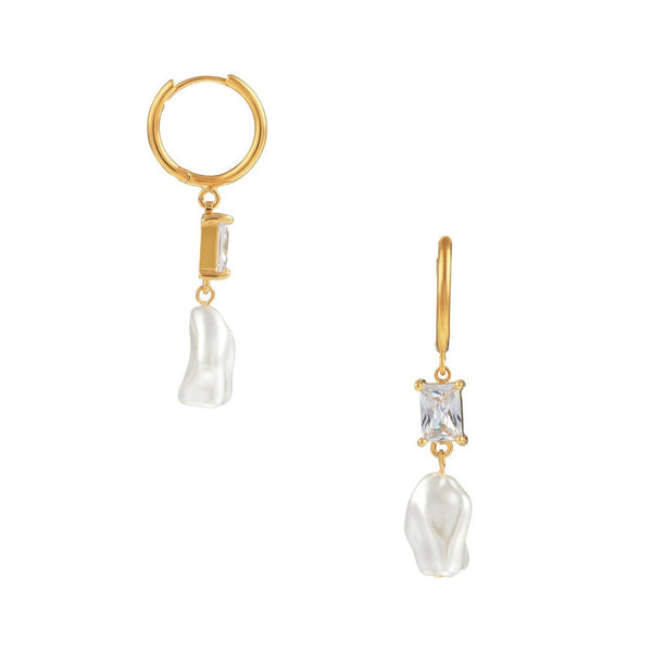 Orelia Statement Crystal & Pearl Hoop Earrings