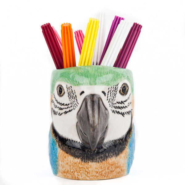 Quail Ceramics Animal Pencil Pots - Macaw