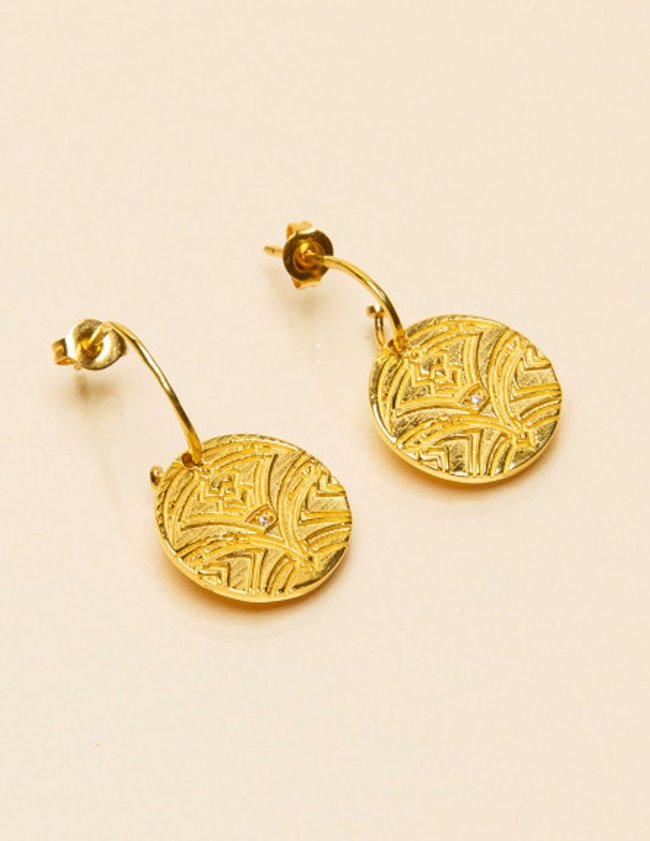 Une A Une Une A Une - Bomm Medal Earrings - Gold Maya