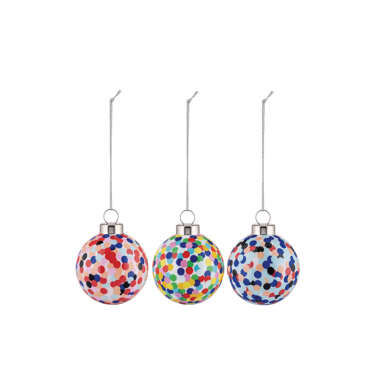 Alessi Proust Blown Glass Dot Small Christmas Baubles Set of 3