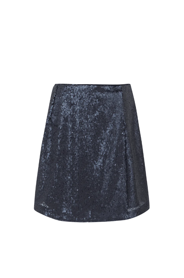 FRNCH Romane Sequin Skirt - Bleu Marine