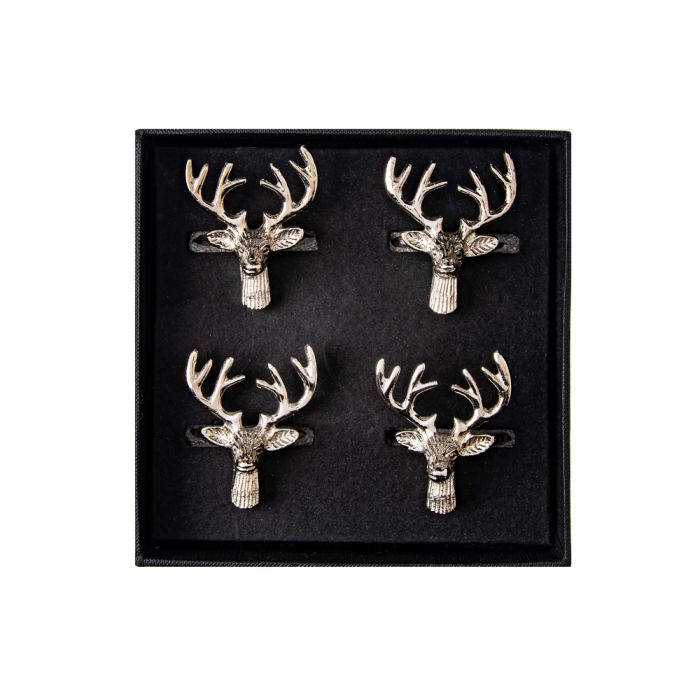 The Just Slate Company Set of 4 Stag Napkin Rings