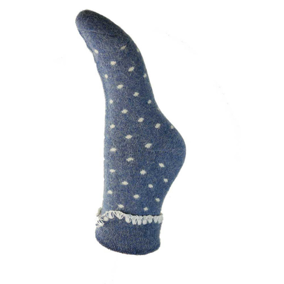 Joya Blue With Cream Dots Cuff Socks