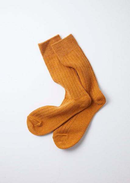 RoToTo Gold Cotton Wool Ribbed Crew Socks