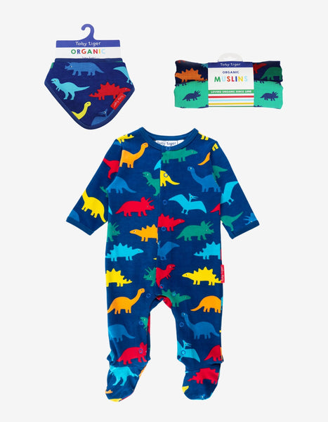 Toby Tiger Organic Rainbow Dinosaur Baby Bundle Gift Set