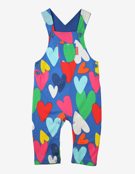 Toby Tiger Organic Dungarees with Heart Print