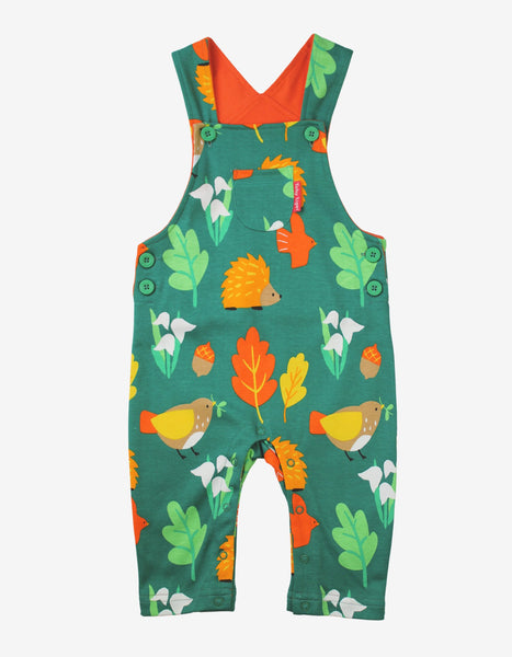 Toby Tiger Organic Dungarees with Autumn Print