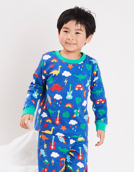 Toby Tiger Organic Pyjamas with Playtime Mix up Print 