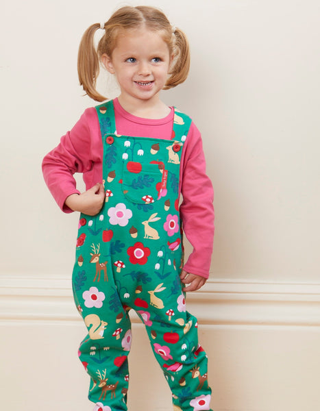 Toby Tiger Organic Dungarees with Forest Adventure Print