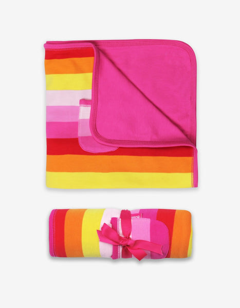 Toby Tiger Organic Pink Multi Striped Blanket