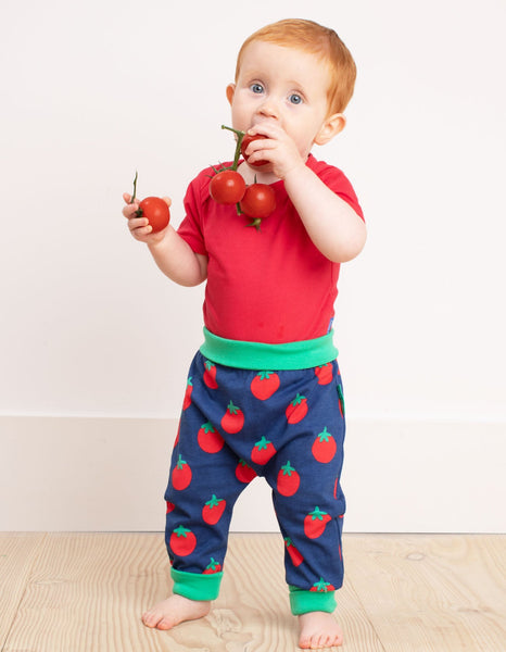 Toby Tiger Organic Red Basic Short Sleeved Baby Bodysuit