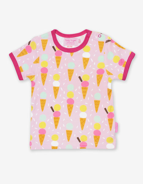 Toby Tiger Organic T Shirt with Ice Cream Print