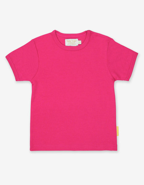 Toby Tiger Organic Pink Basic Short Sleeved T Shirt