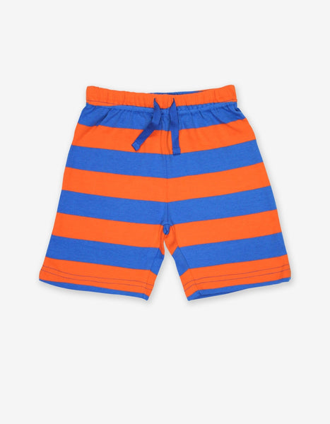 Toby Tiger Organic Orange and Blue Stripe Shorts